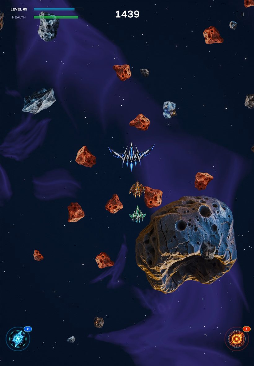 Tilt gameplay: dodging asteroids